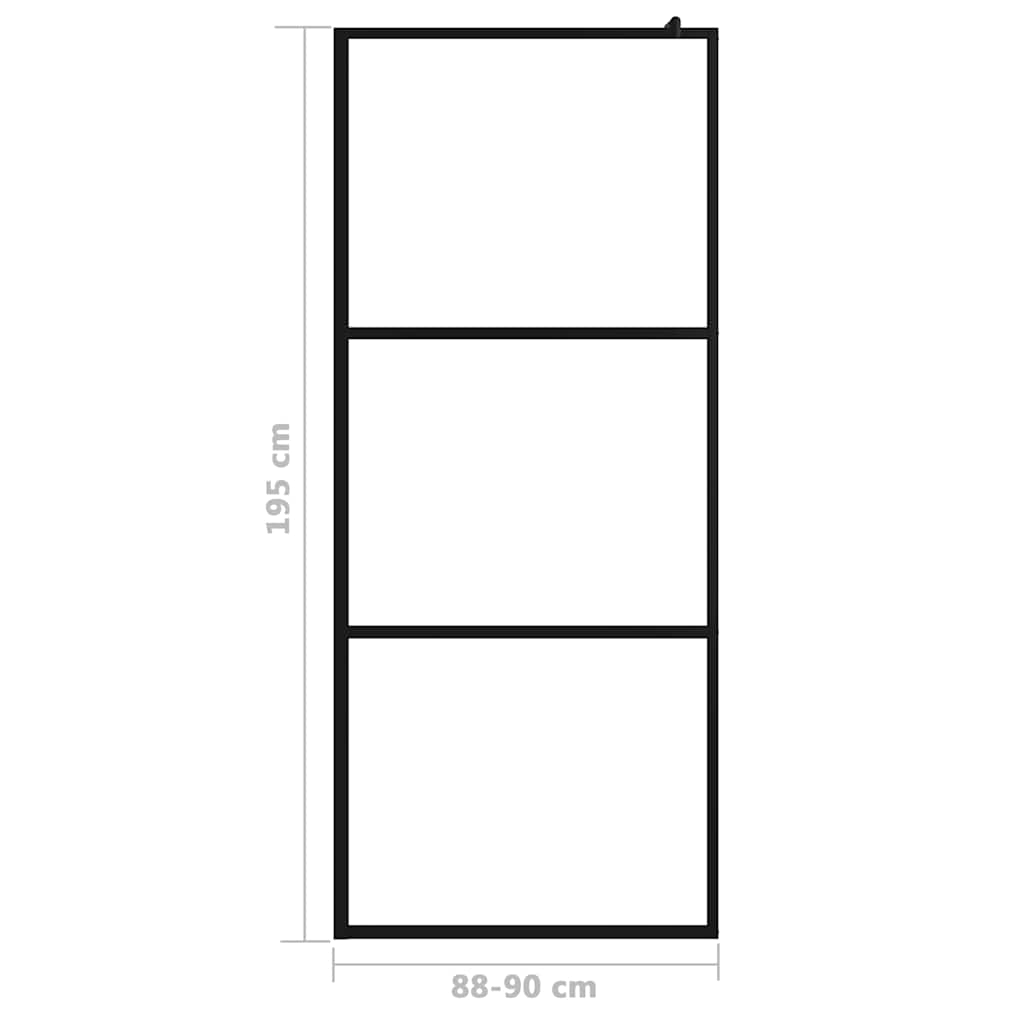 Pregrada za tuširanje s prozirnim staklom ESG crna 90 x 195 cm