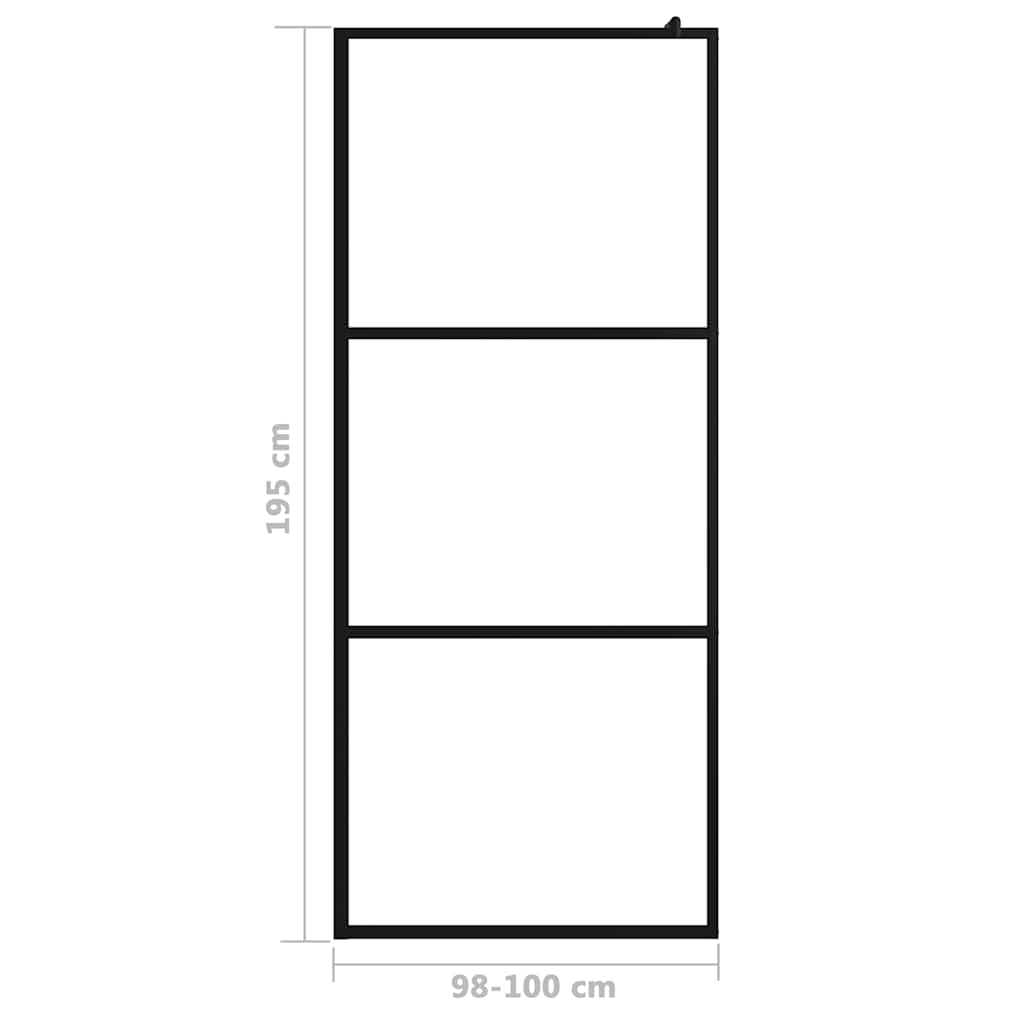 Pregrada za tuširanje s prozirnim staklom ESG crna 100 x 195 cm