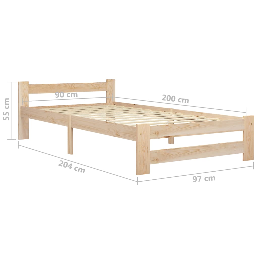 Okvir za krevet od masivne borovine 90 x 200 cm