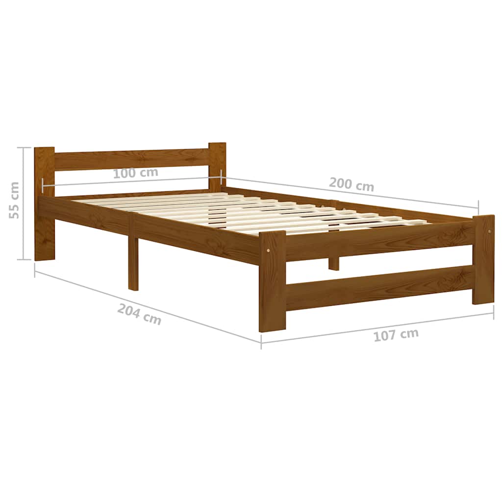 Okvir za krevet od masivne borovine boja meda 100 x 200 cm