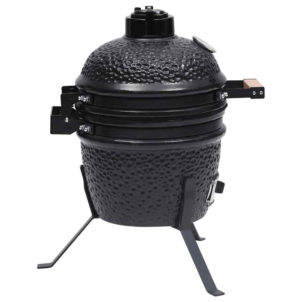 2-u-1 roštilj s pušnicom Kamado keramički 56 cm crni