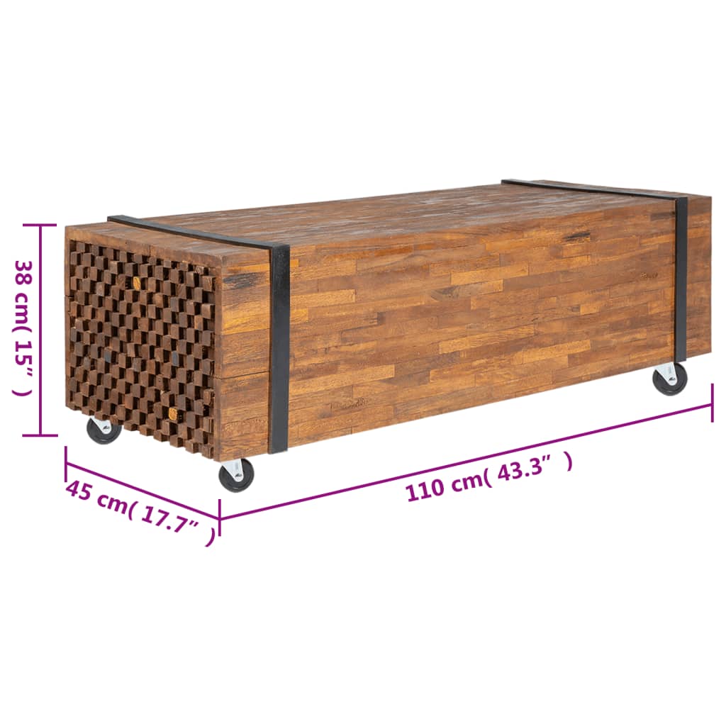 Stolić za kavu 110 x 45 x 38 cm od masivne tikovine