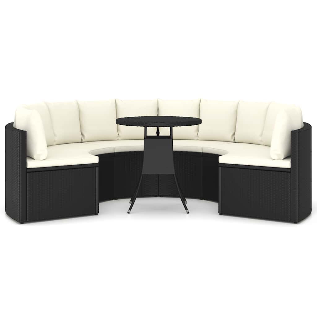 7-dijelni set vrtnih sofa od poliratana s jastucima crni