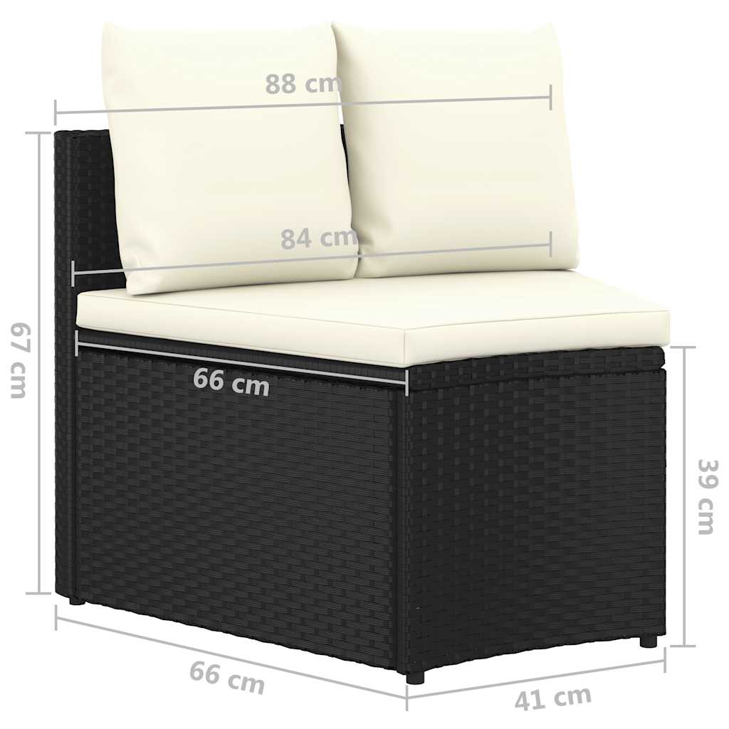 7-dijelni set vrtnih sofa od poliratana s jastucima crni