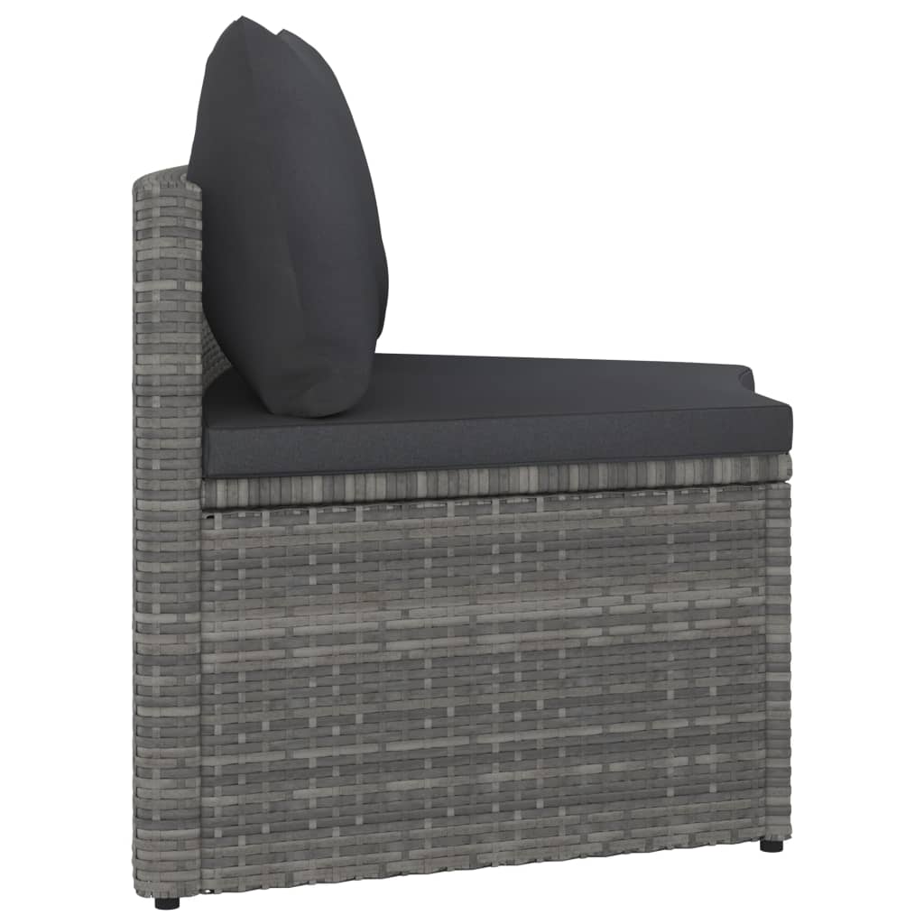 5-dijelni set vrtnih sofa od poliratana s jastucima sivi