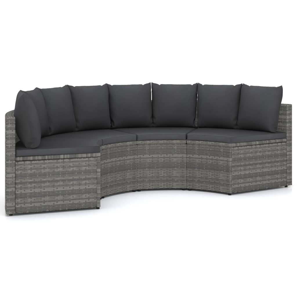 4-dijelni set vrtnih sofa od poliratana s jastucima sivi