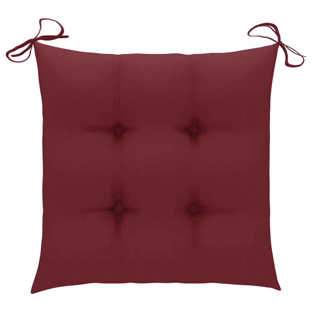 Vrtne stolice s bordo jastucima 6 kom od masivne tikovine