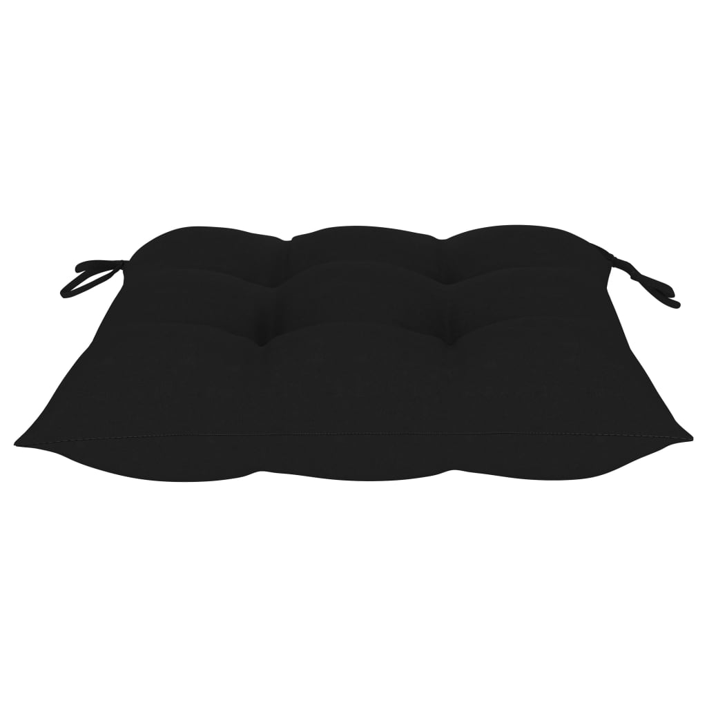 Vrtne stolice s crnim jastucima 4 kom od masivne tikovine