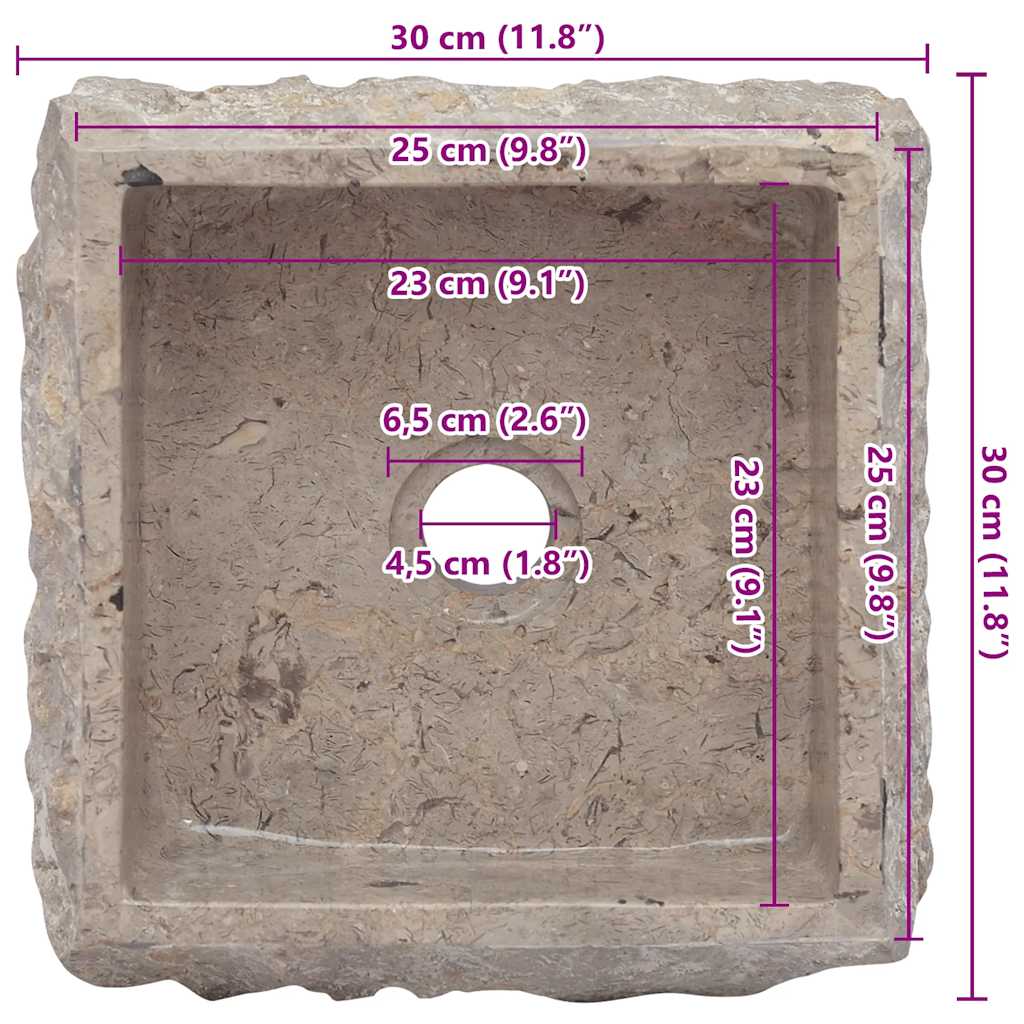 Umivaonik sivi 30 x 30 x 13 cm mramorni