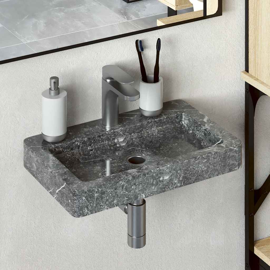 Zidni umivaonik sivi 38 x 24 x 6,5 cm mramorni