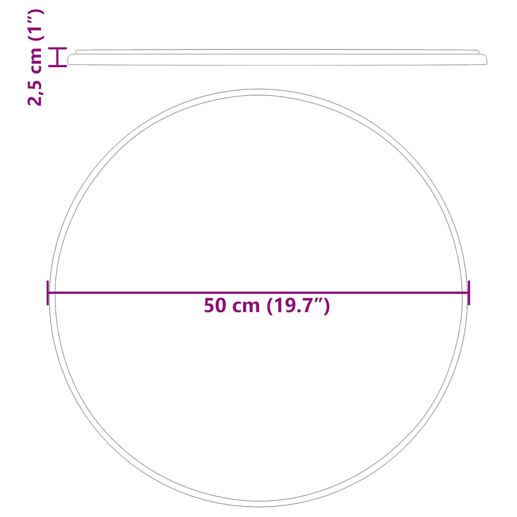 Stolna ploča crna Ø 50 x 2,5 cm mramorna