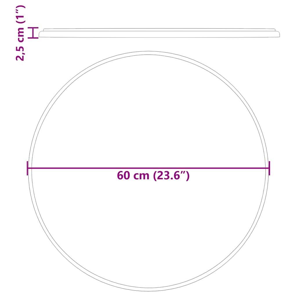 Stolna ploča crna Ø 60 x 2,5 cm mramorna