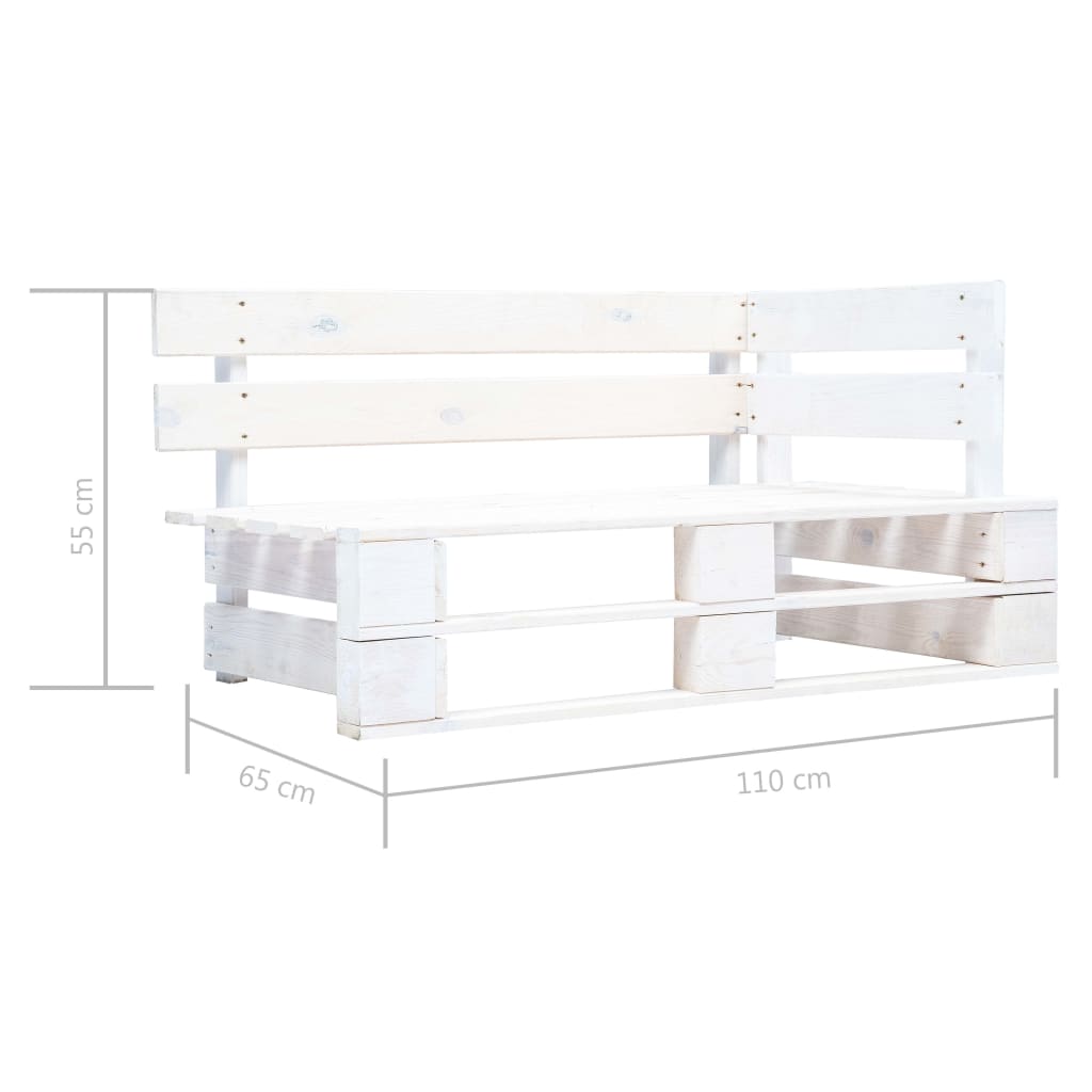 Kutna vrtna sofa od paleta od bijelo impregnirane borovine