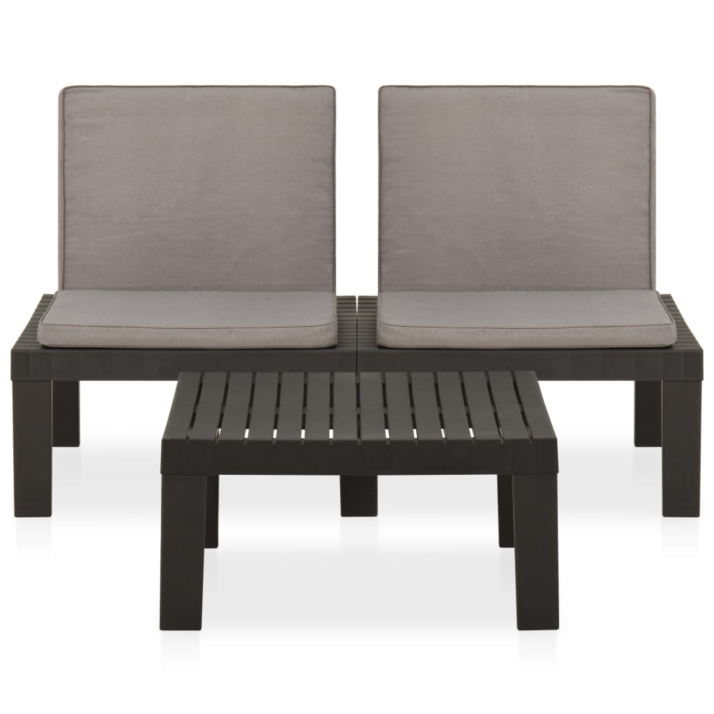 2-dijelna vrtna garnitura s jastucima plastična siva