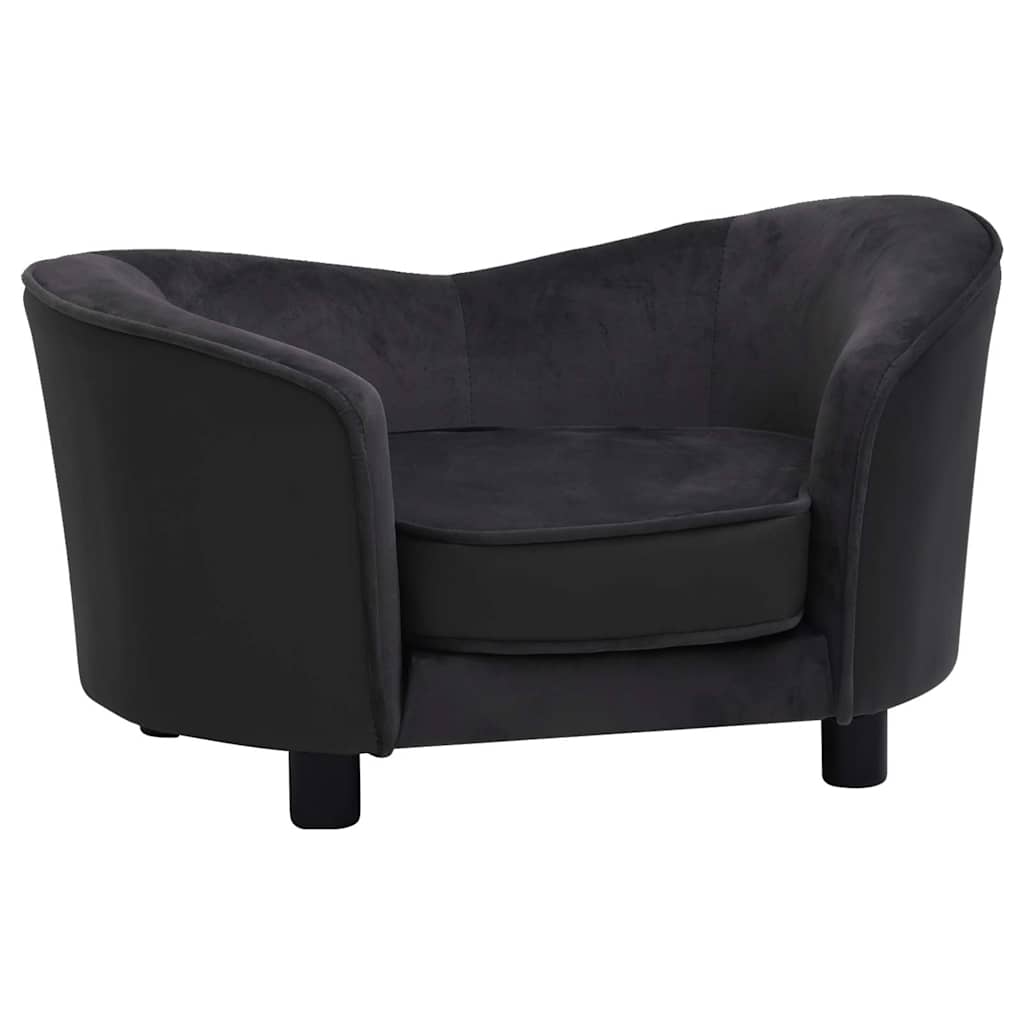 Sofa za pse crna 69 x 49 x 40 cm od pliša i umjetne kože