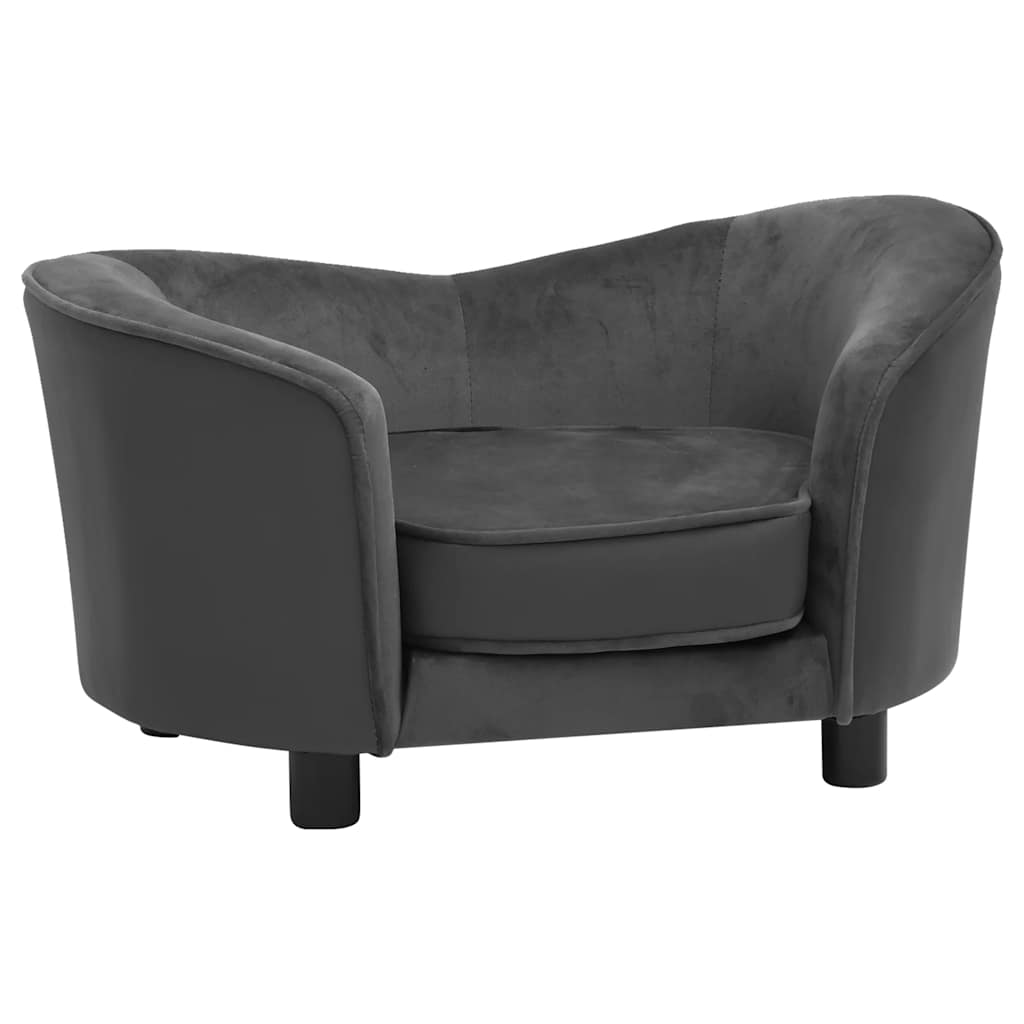 Sofa za pse tamnosiva 69 x 49 x 40 cm od pliša i umjetne kože