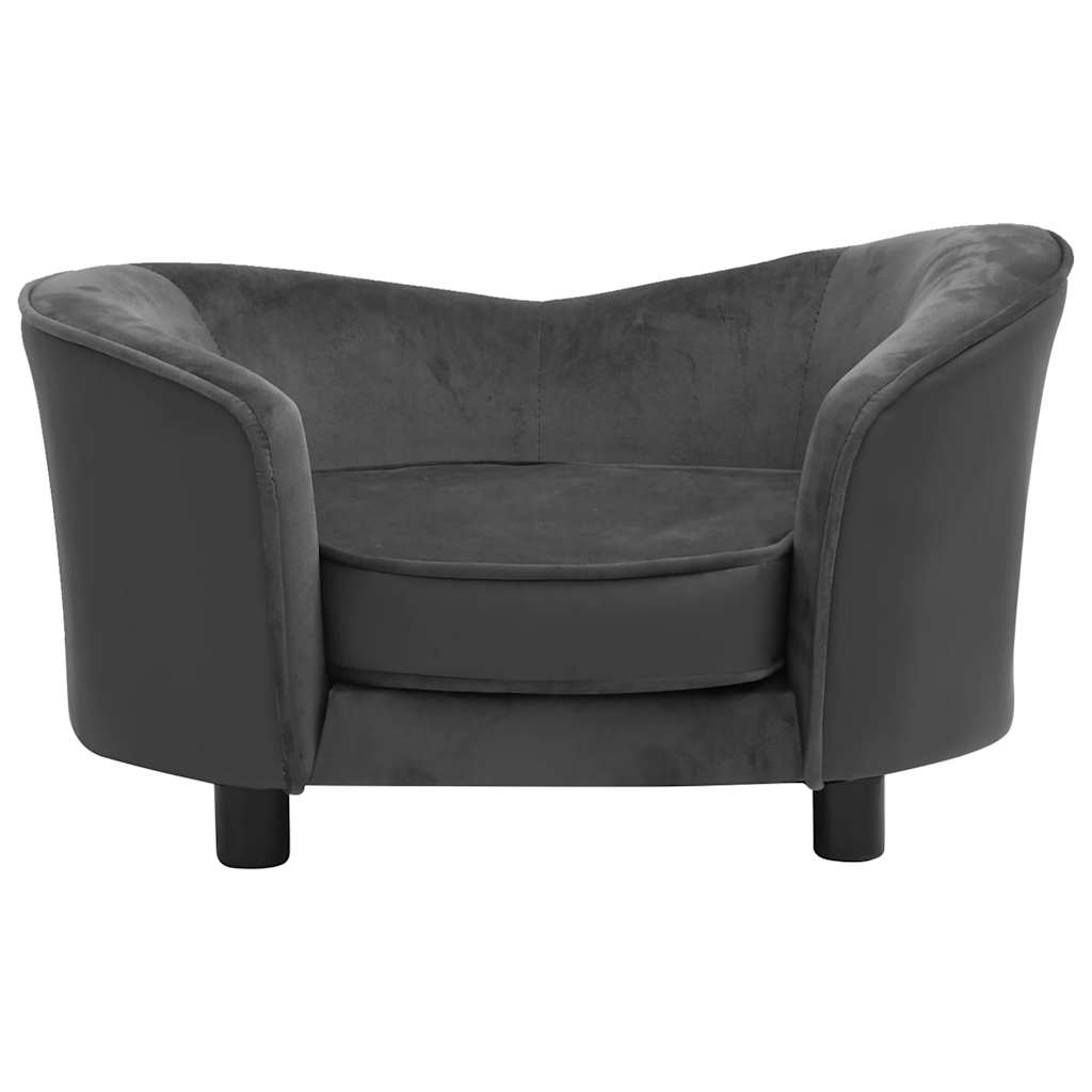 Sofa za pse tamnosiva 69 x 49 x 40 cm od pliša i umjetne kože