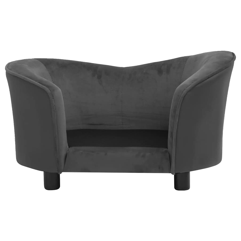 Sofa za pse tamnosiva 69 x 49 x 40 cm od pliša i umjetne kože