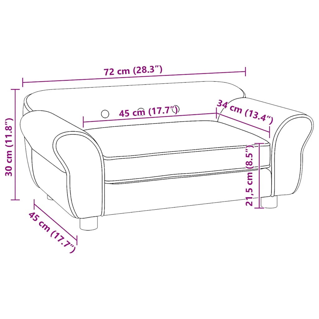 Sofa za pse tamnosiva 72 x 45 x 30 cm plišana