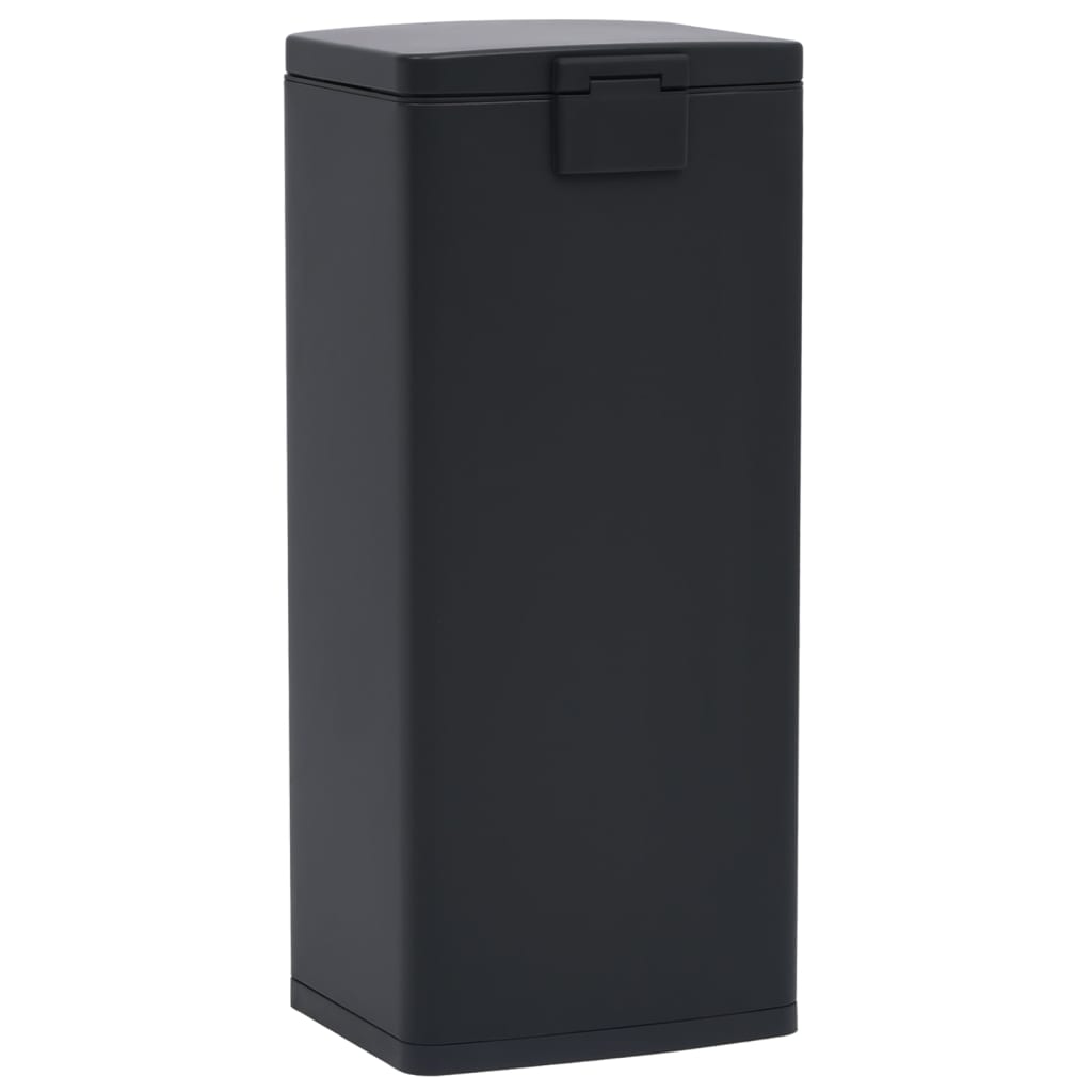 Kanta za otpad s papučicom 30 L crna od nehrđajućeg čelika