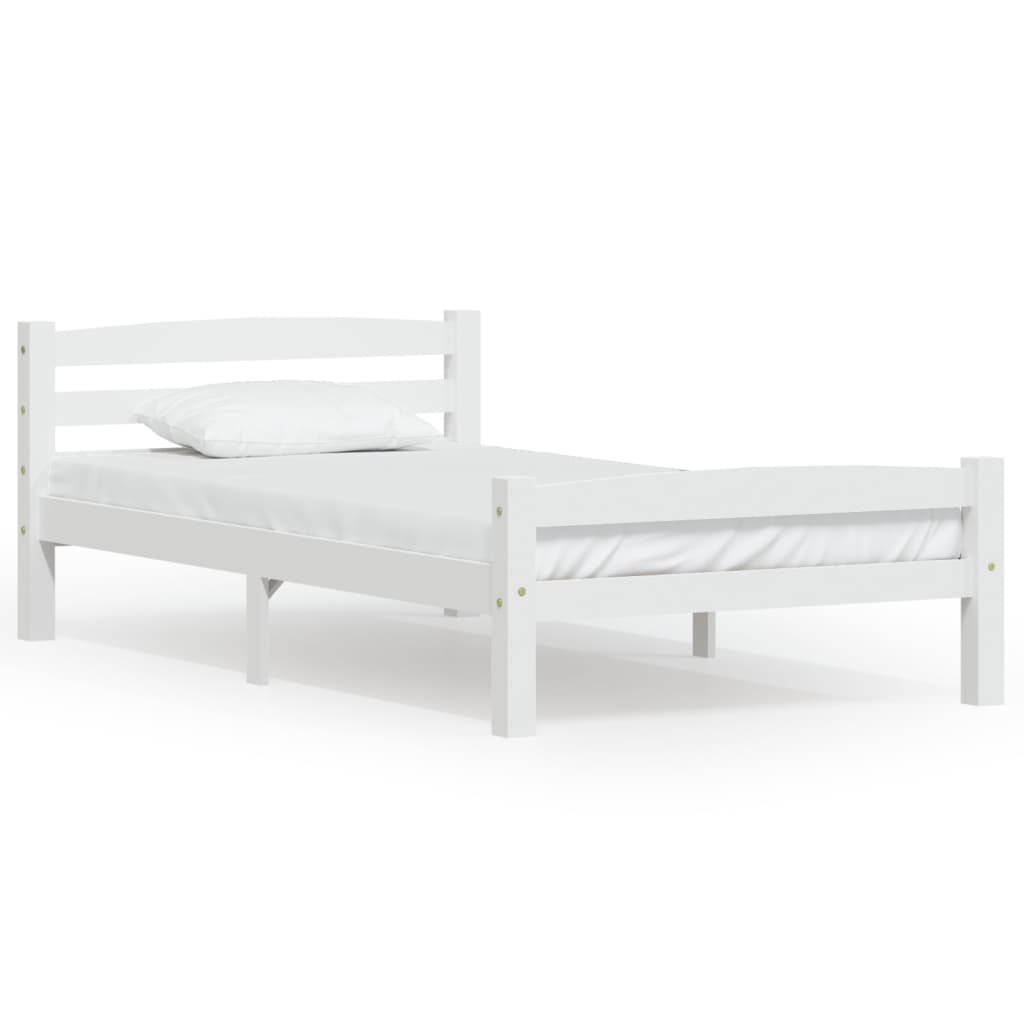 Okvir za krevet od masivne borovine bijeli 90 x 200 cm