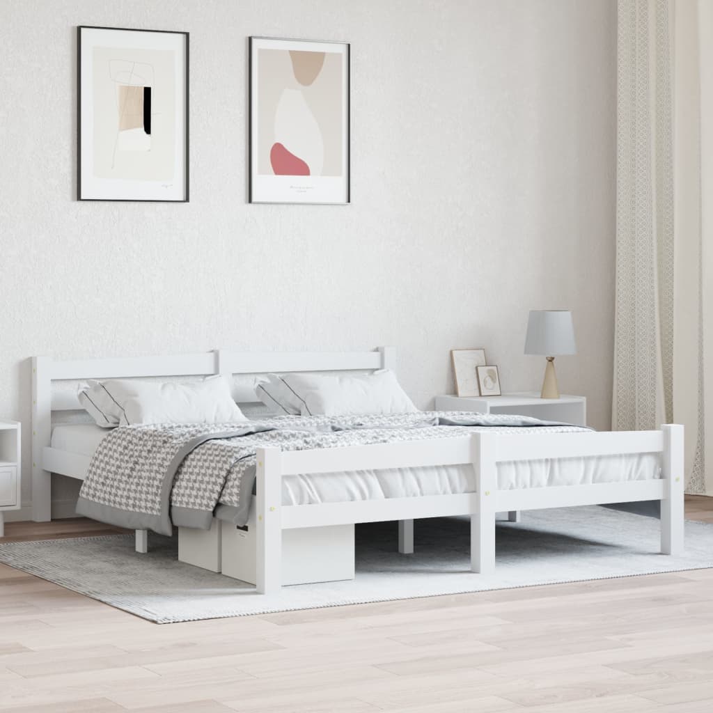 Okvir za krevet od masivne borovine bijeli 160 x 200 cm