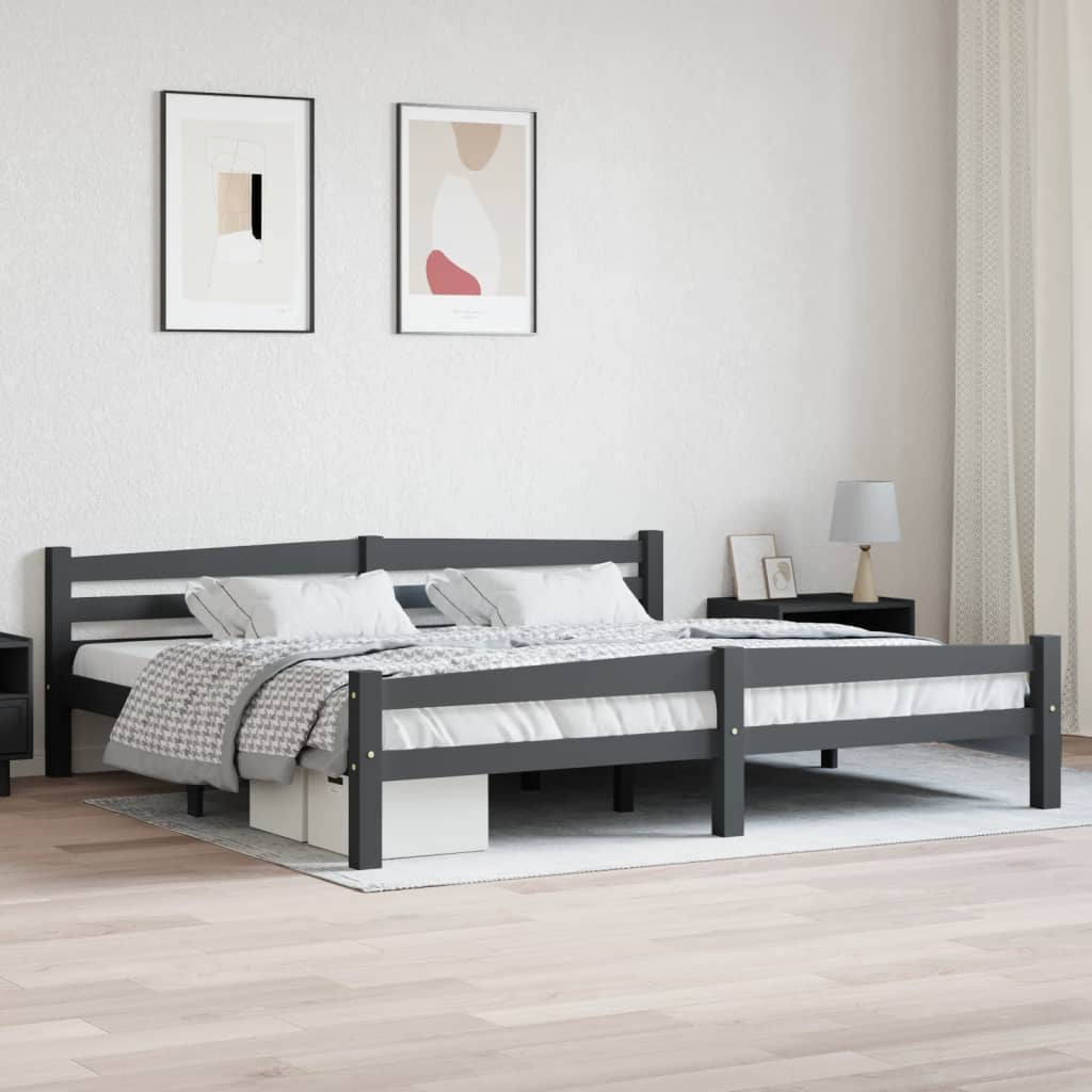 Okvir za krevet od masivne borovine tamnosivi 200 x 200 cm