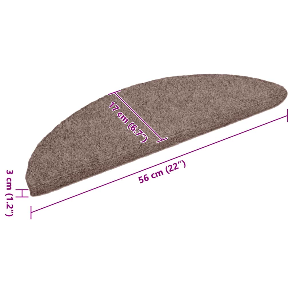 Prostirke za stepenice, samoljepljive, 10 kom, 56x17x3 cm, svijetlosmeđe, poluokrugle