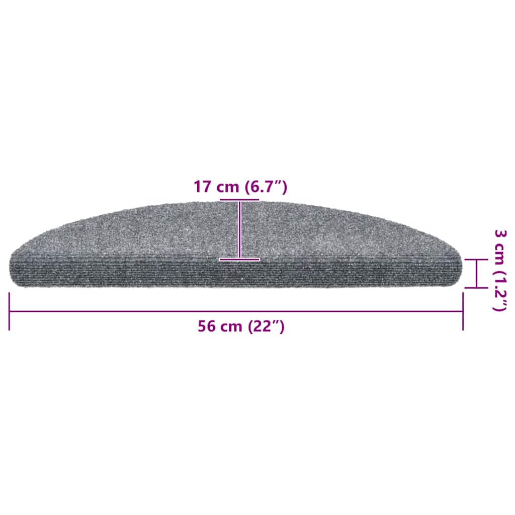 Prostirke za stepenice, samoljepljive, 5 kom, 56x17x3 cm, svijetlo sive, poluokrugle