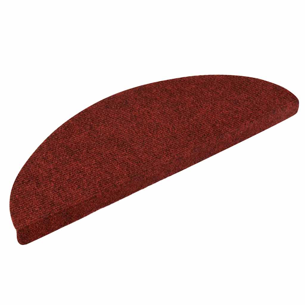 Prostirke za stepenice, samoljepljive, 10 kom, 56x17x3 cm, bordo crvene, poluokrugle