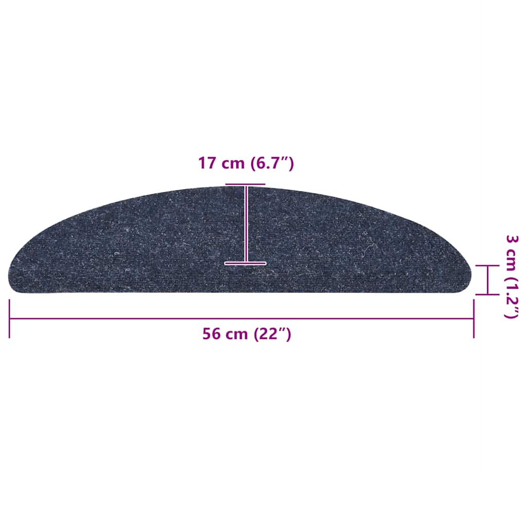 Prostirke za stepenice samoljepljive 10 kom 56x17x3 cm plave poluokrugle