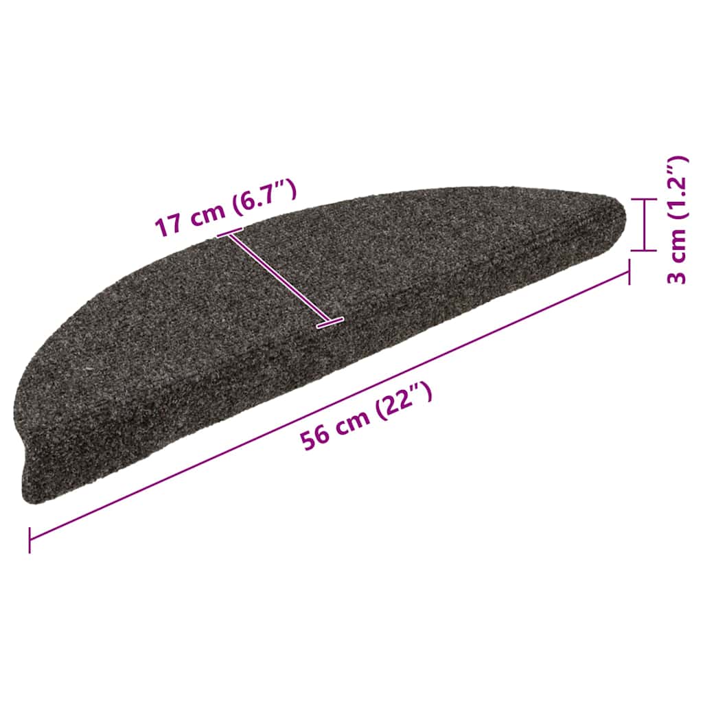 Prostirke za stepenice, samoljepljive, 5 kom, 56x17x3 cm, antracit, poluokrugle