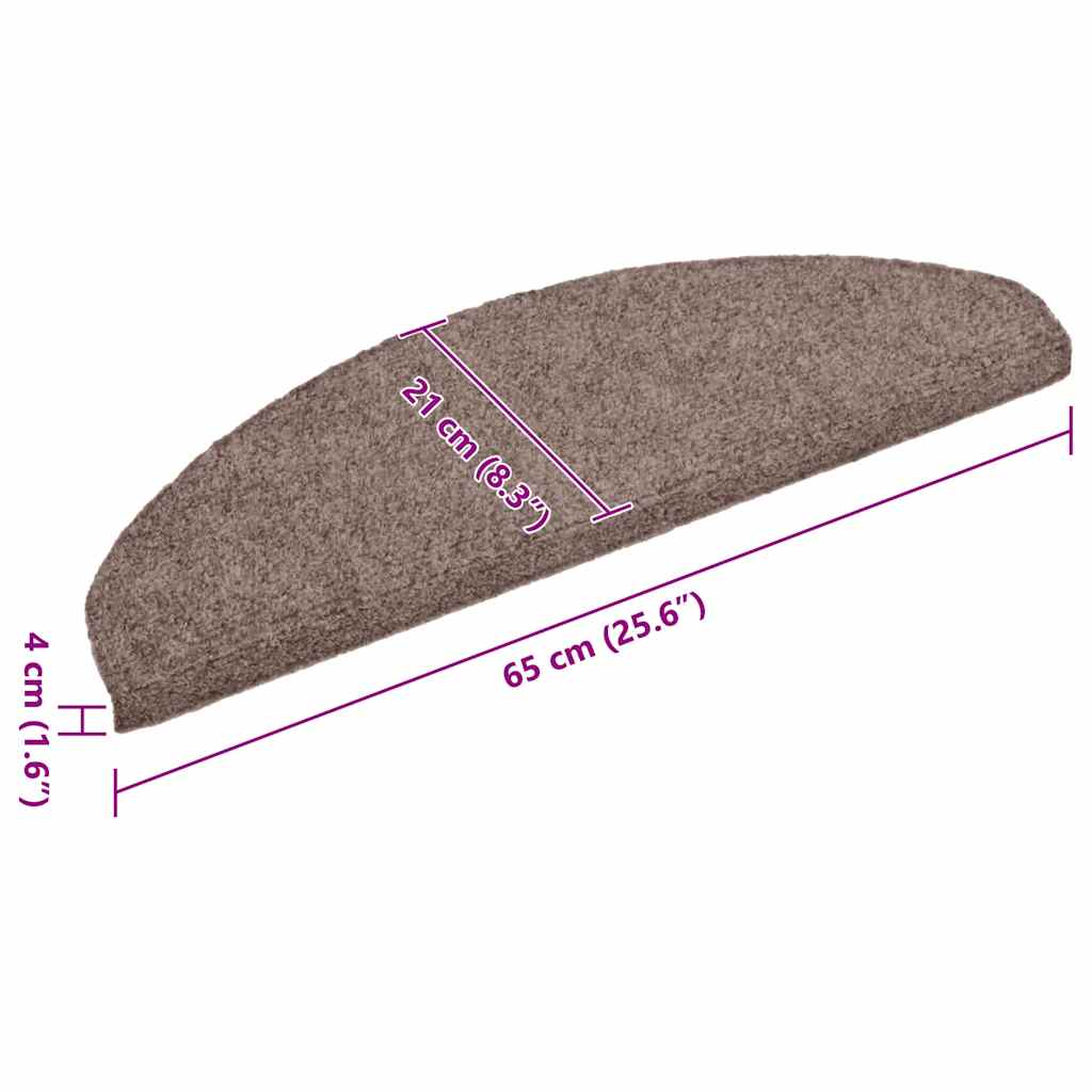 Prostirke za stepenice, samoljepljive, 10 kom. 65x21x4 cm, svijetlosmeđe, poluokrugle, velike