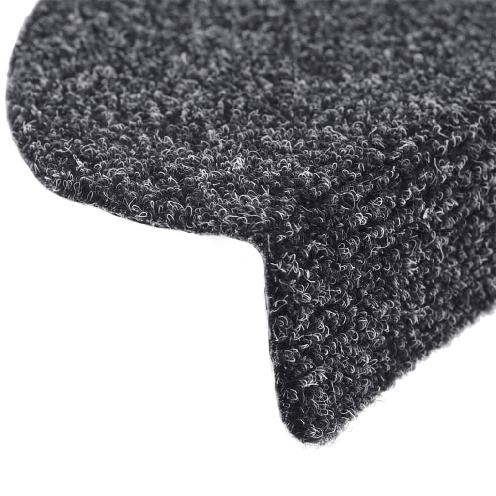 Prostirke za stepenice, samoljepljive, 10 kom., 65x21x4 cm, tamno sive, poluokrugle, velike