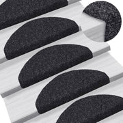 Prostirke za stepenice, samoljepljive, 10 kom, 65x21x4 cm, crne, poluokrugle, velike
