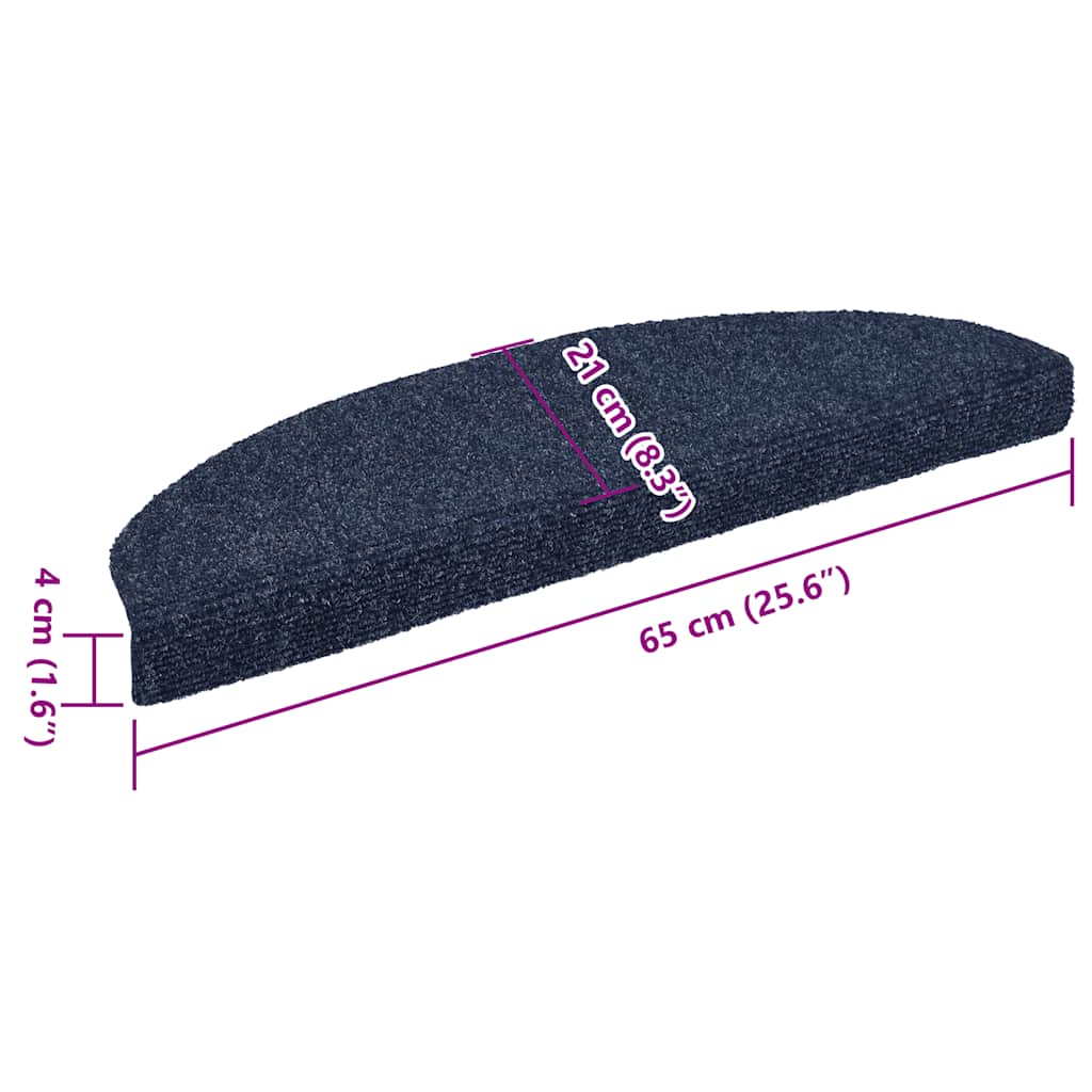 Prostirke za stepenice, samoljepljive, 10 kom, 65x21x4 cm, plave, poluokrugle, velike