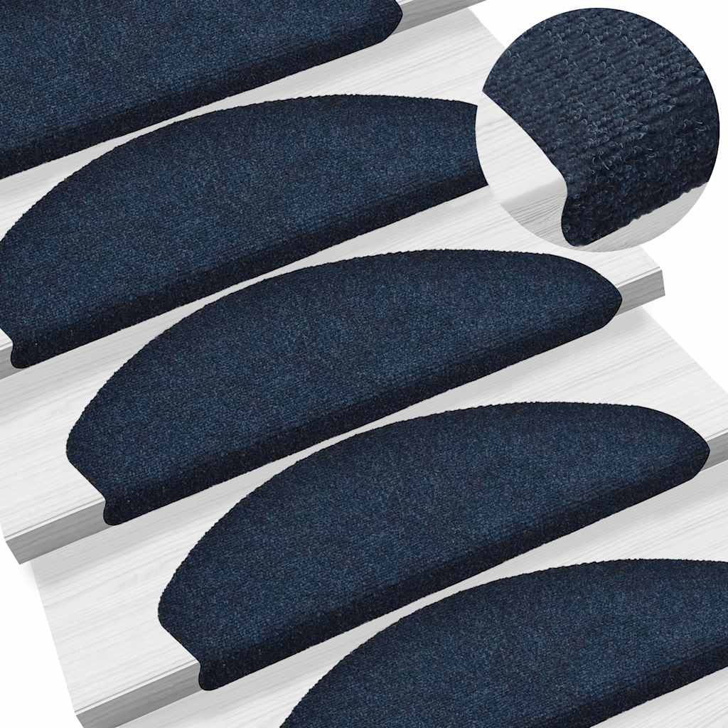 Prostirke za stepenice, samoljepljive, 5 kom. 65x21x4 cm, tamnoplave, poluokrugle, velike