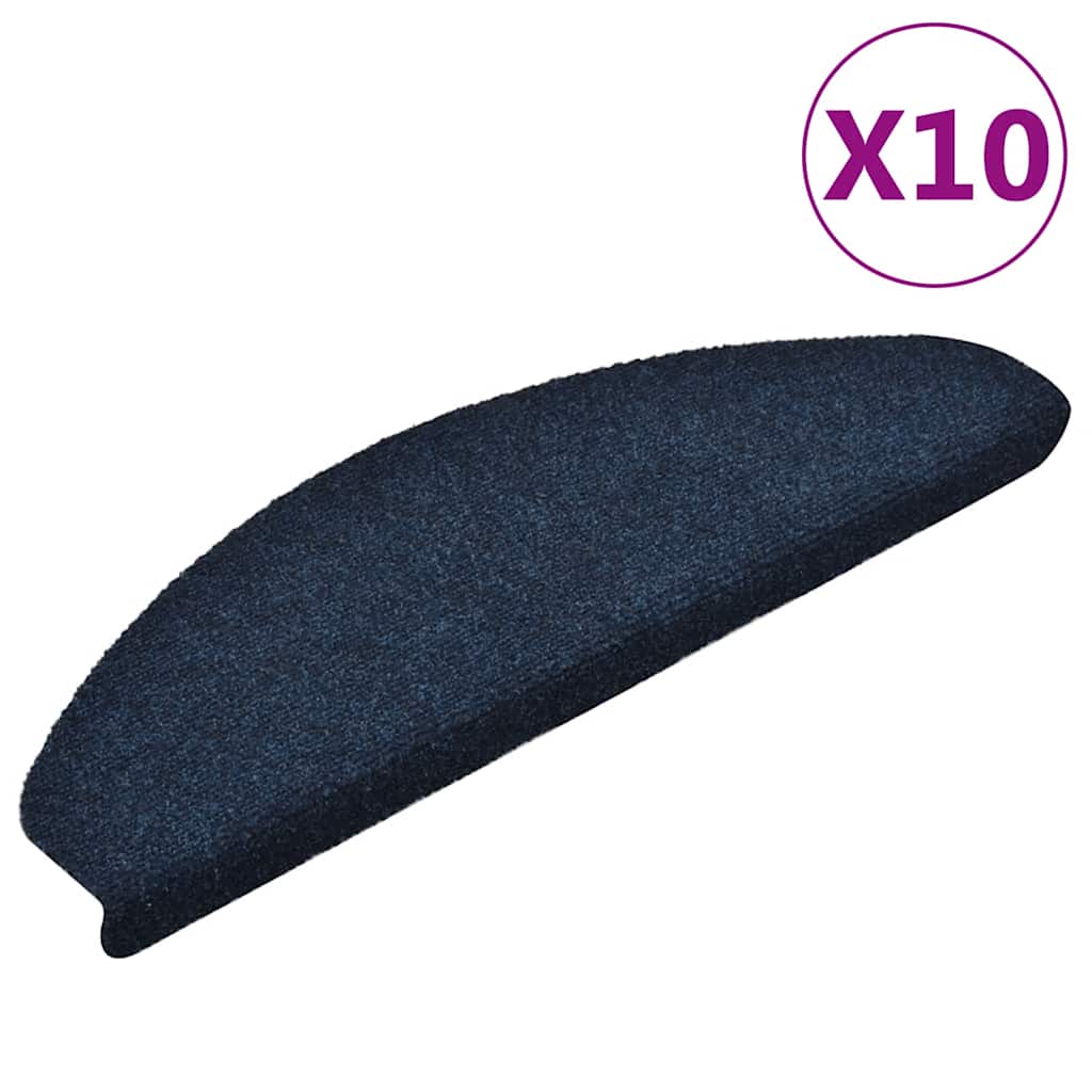 Prostirke za stepenice, samoljepljive, 10 kom. 65x21x4 cm, tamnoplave, poluokrugle, velike