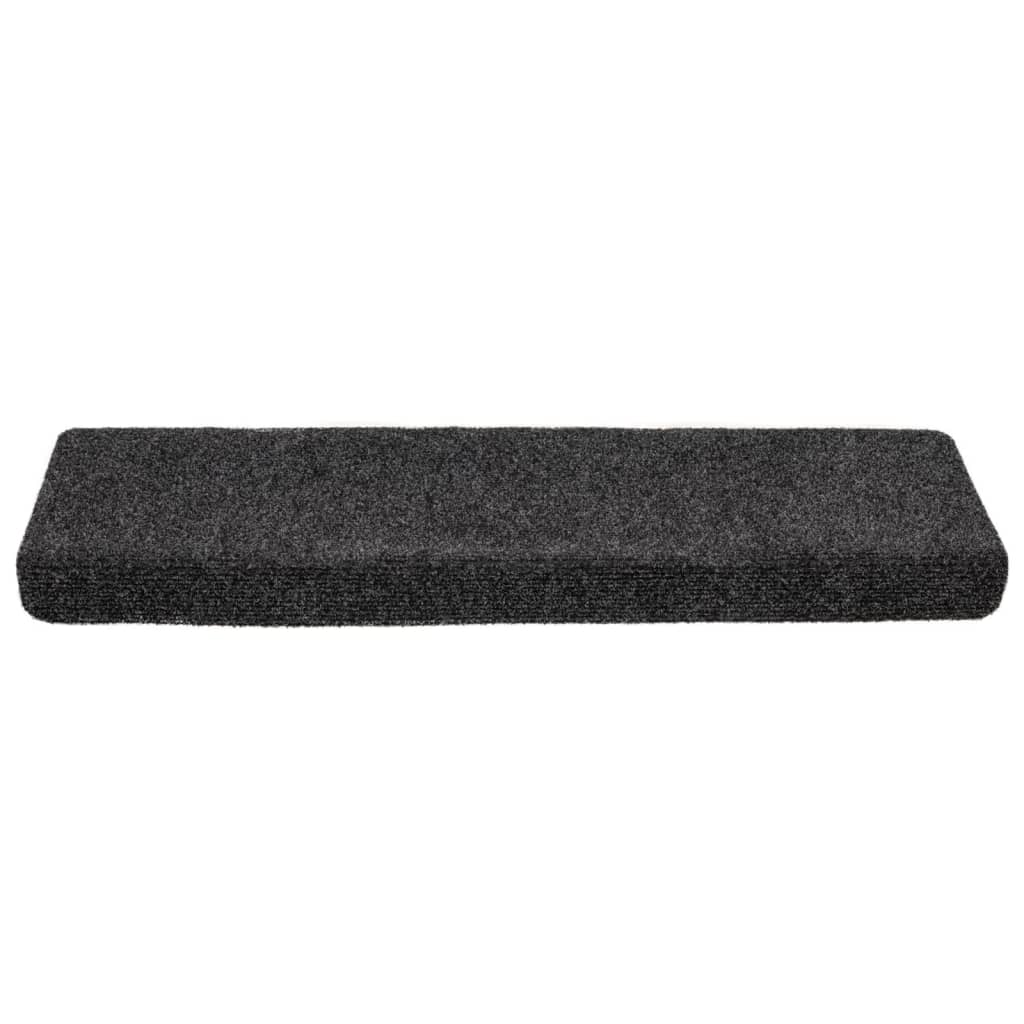 Prostirke za stepenice samoljepljive 10 kom 65x21x4 cm tamnosive pravokutne rubove