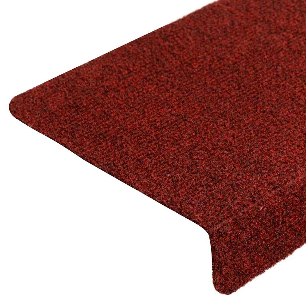 Prostirke za stepenice, samoljepljive, 5 kom, 65x21x4 cm, bordo crvene, pravokutni rub