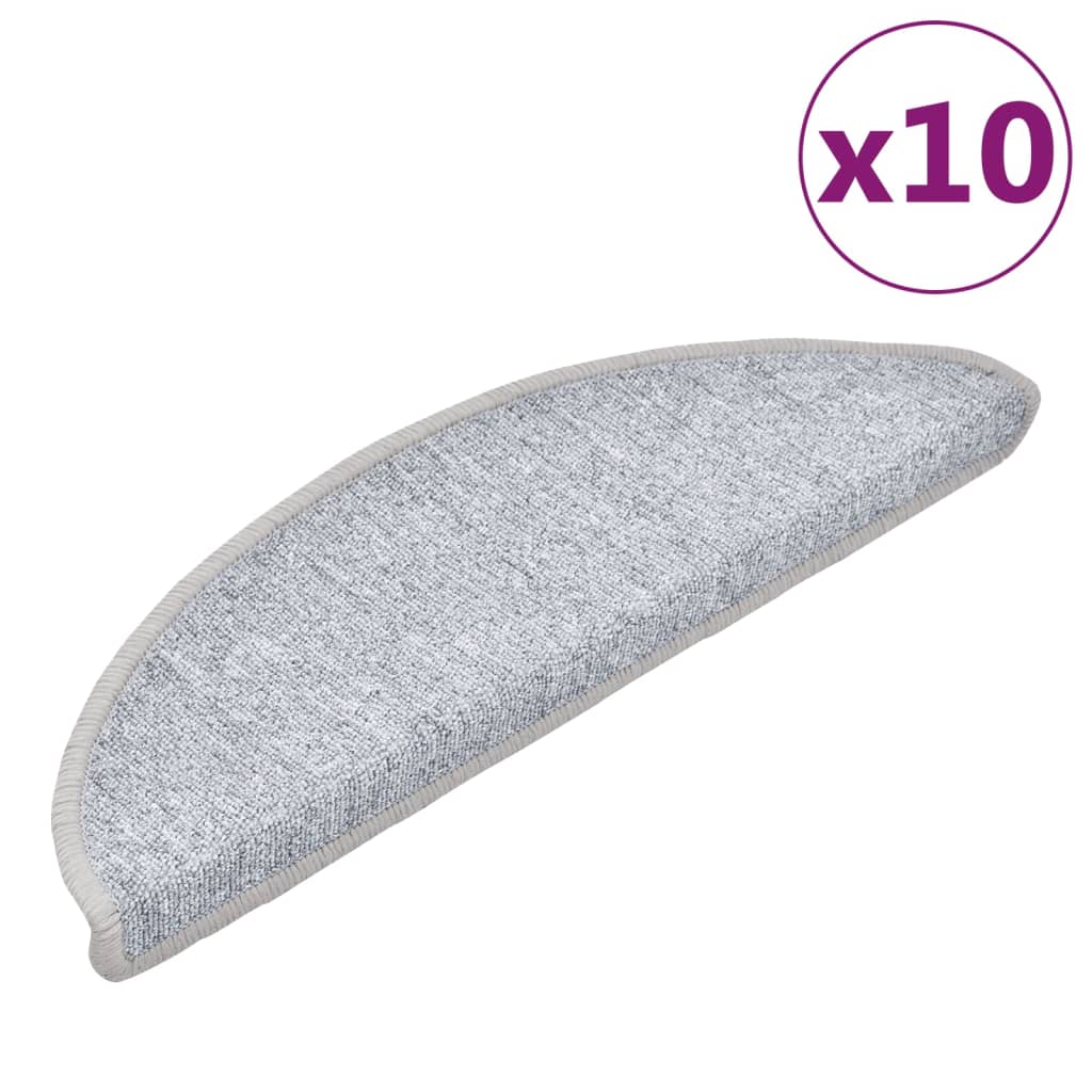 Prostirke za stepenice 10 kom 56x17x3 cm svijetlo sive poluokrugle
