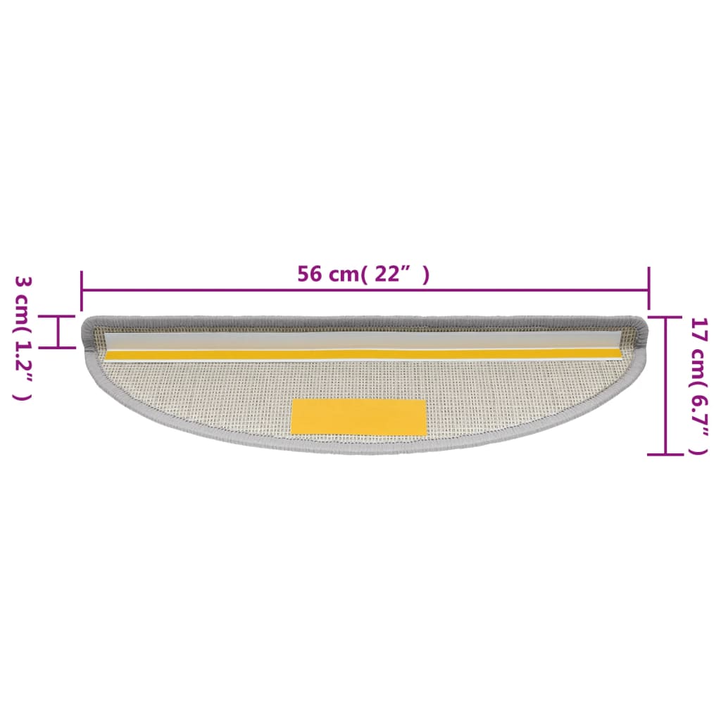 Prostirke za stepenice 10 kom 56x17x3 cm svijetlo sive poluokrugle