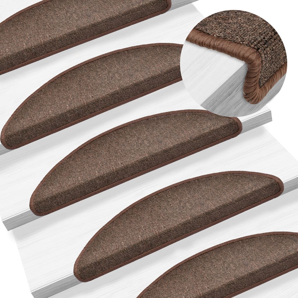 Prostirke za stepenice 10 kom 56x17x3 cm boje kave, poluokrugle
