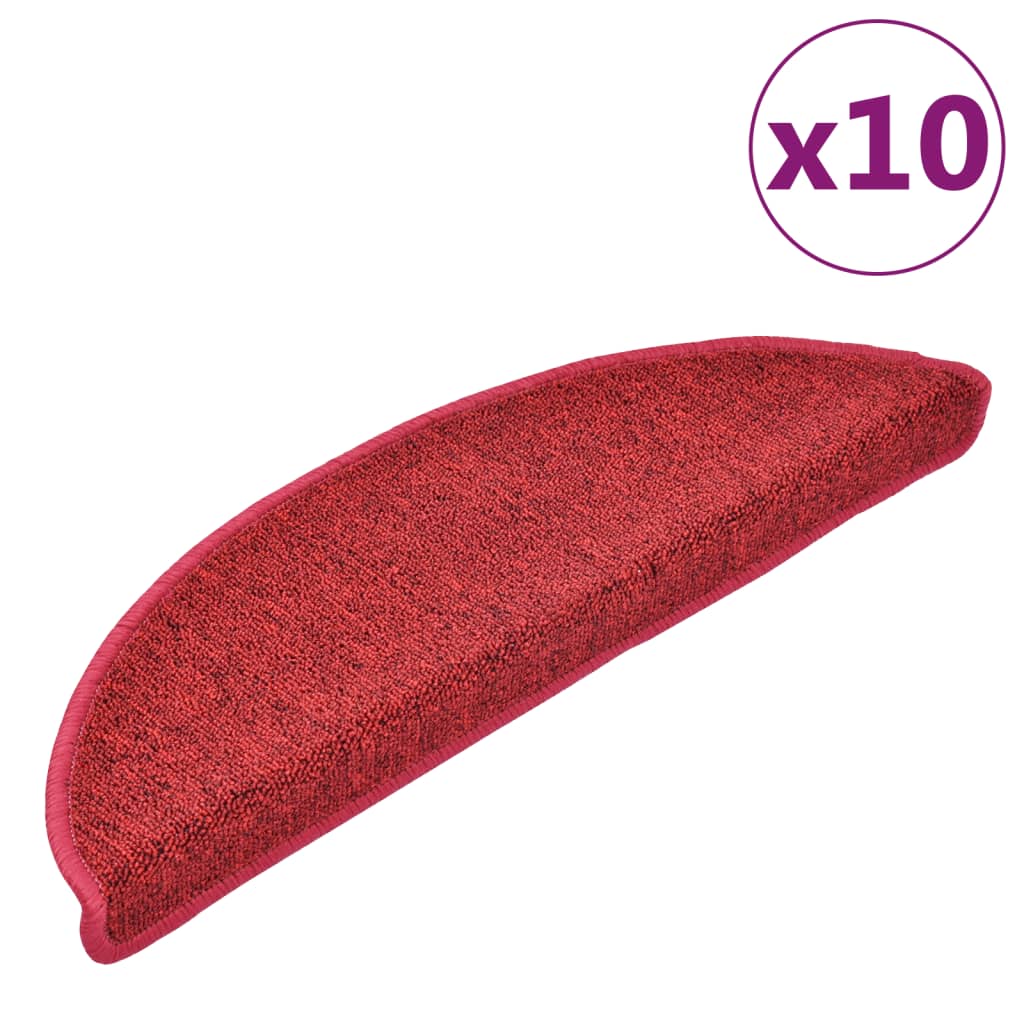 Prostirke za stepenice 10 kom 56x17x3 cm crvene poluokrugle
