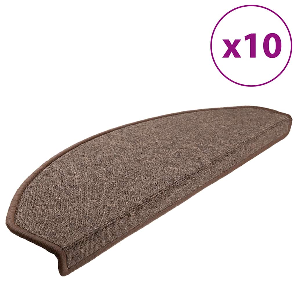 Prostirke za stepenice 10 kom 65x24x4 cm boje kave, poluokrugle, velike
