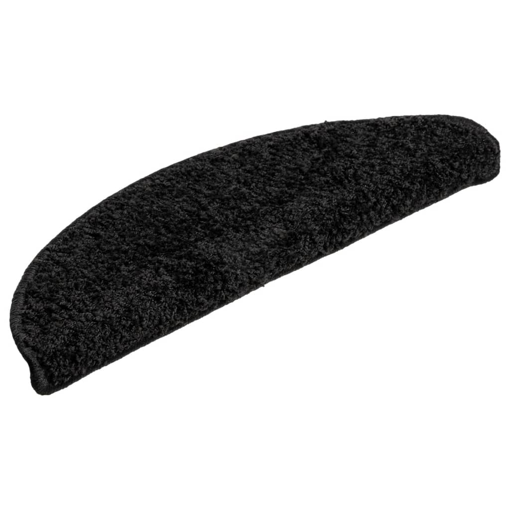 Prostirke za stepenice 10 kom 56x17x3 cm Crne poluokrugle