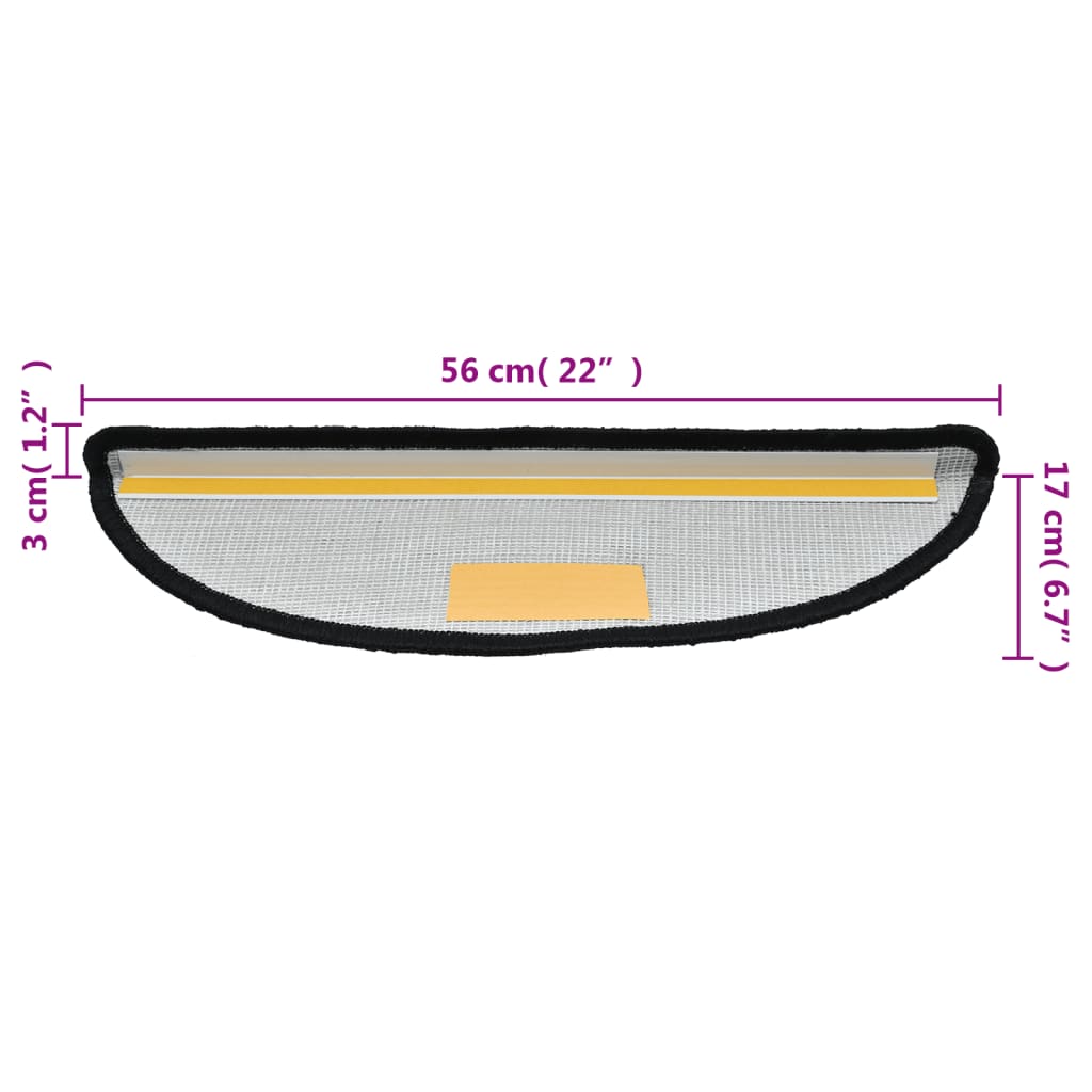 Prostirke za stepenice 10 kom 56x17x3 cm Crne poluokrugle