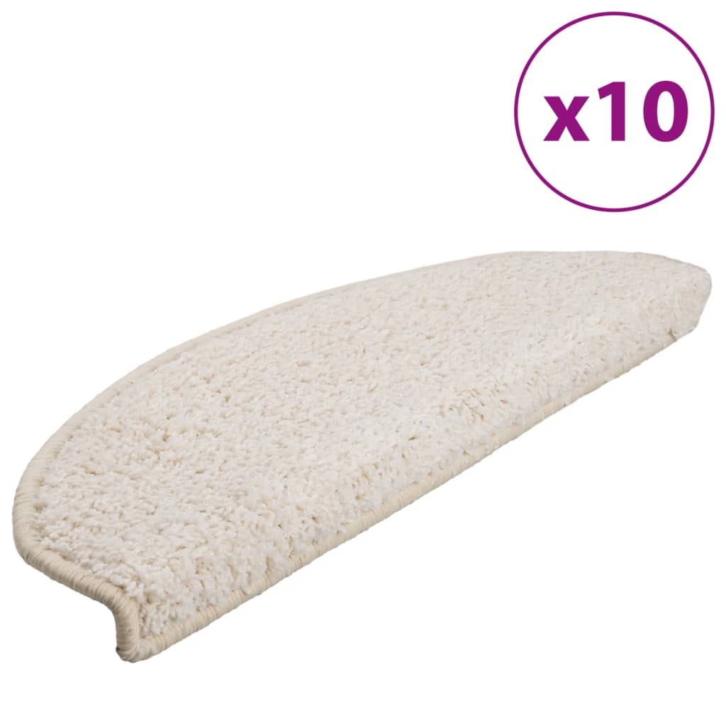 Prostirke za stepenice 10 kom 65x21x4 cm Bijele poluokrugle velike