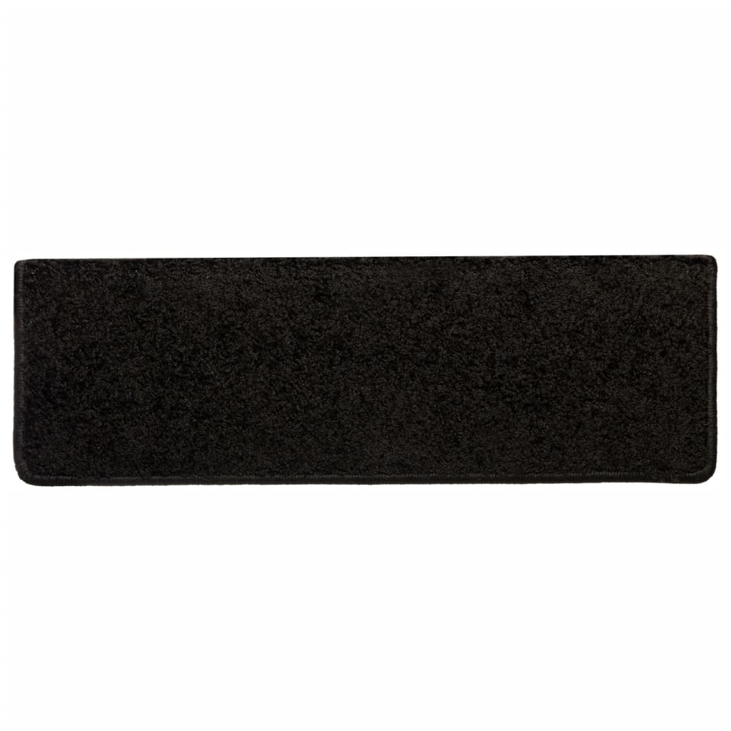 Prostirke za stepenice 10 kom 65x21x4 cm Crne s pravokutnim rubom