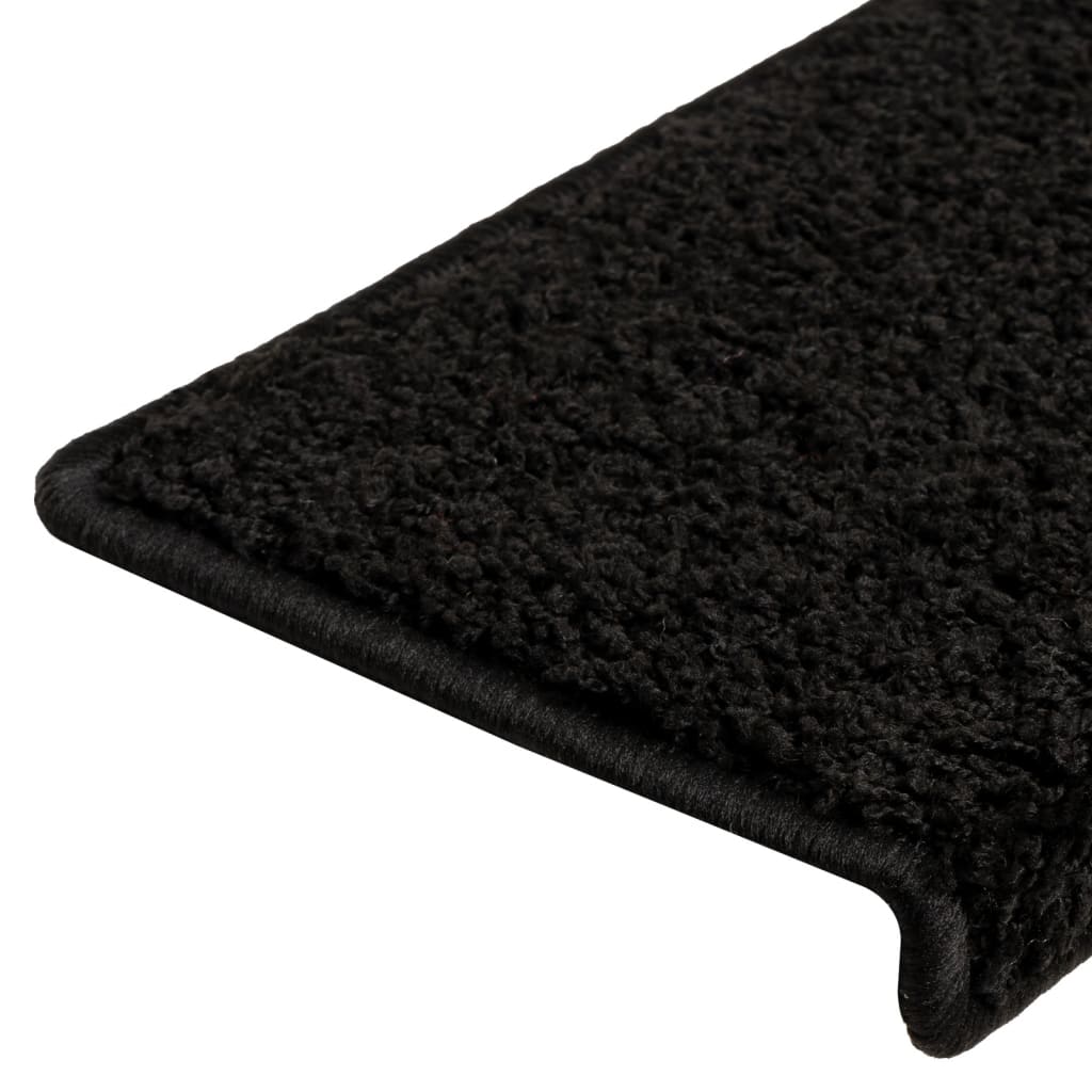 Prostirke za stepenice 10 kom 65x21x4 cm Crne s pravokutnim rubom